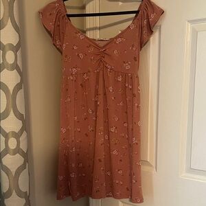 Pink Rose Floral Dress in Rust and Pink